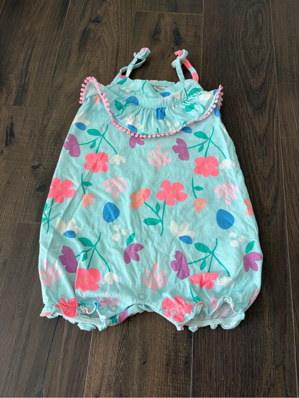 Carter's Pink and Aqua Floral Romper
